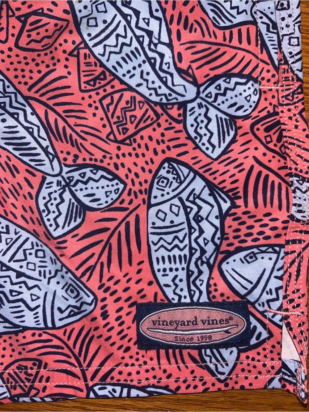 Boys Vineyard Vines Coral Fish Print Swim Shorts